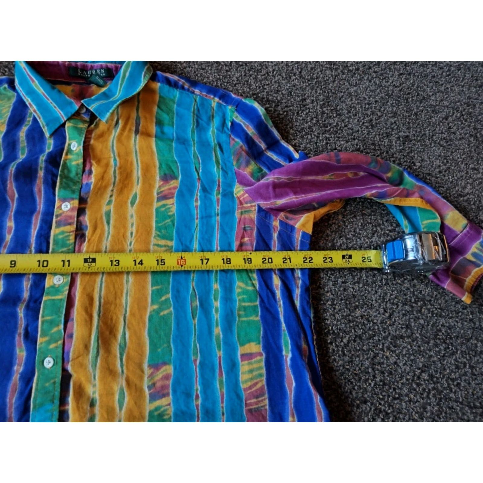 Ralph Lauren Lauren Ralph Lauren Women's Tie Dye Button-Up Blouse XL Multicolor Cotton Bohemian Festival Summer Spring Fall Size XL / US 12-14 / IT 48-50 - 6 Thumbnail