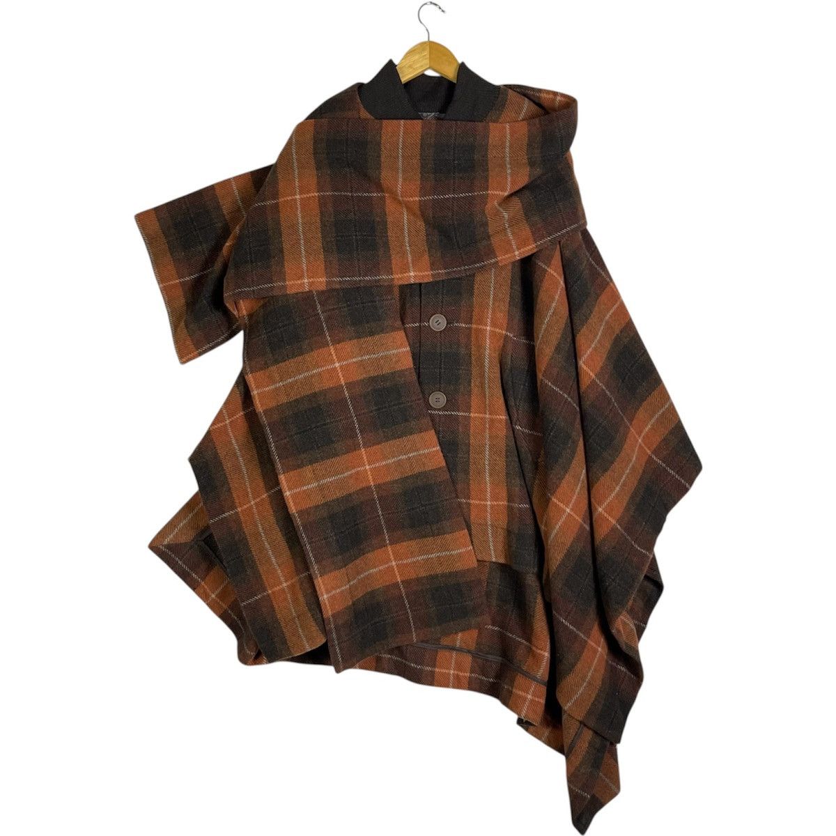 Vivienne Westwood Vivienne Westwood MAN Asymmetrical Plaid Blanket Cape Coat Size US M / EU 48-50 / 2 - 2 Thumbnail