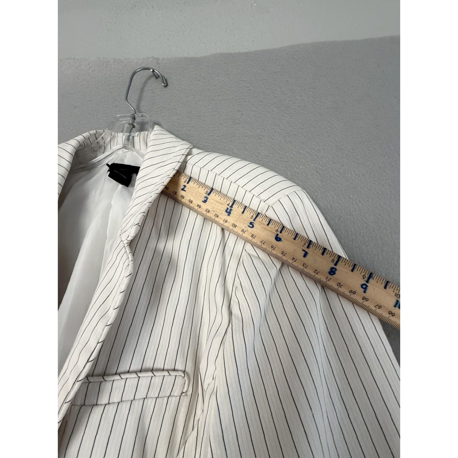 Vintage Lane Bryant Blazer Jacket Womens 18 White Pinstripe One-Button Stretch Plus - Business Workwear No N/A Size XXL / US 16-18 / IT 52-54 - 4 Thumbnail