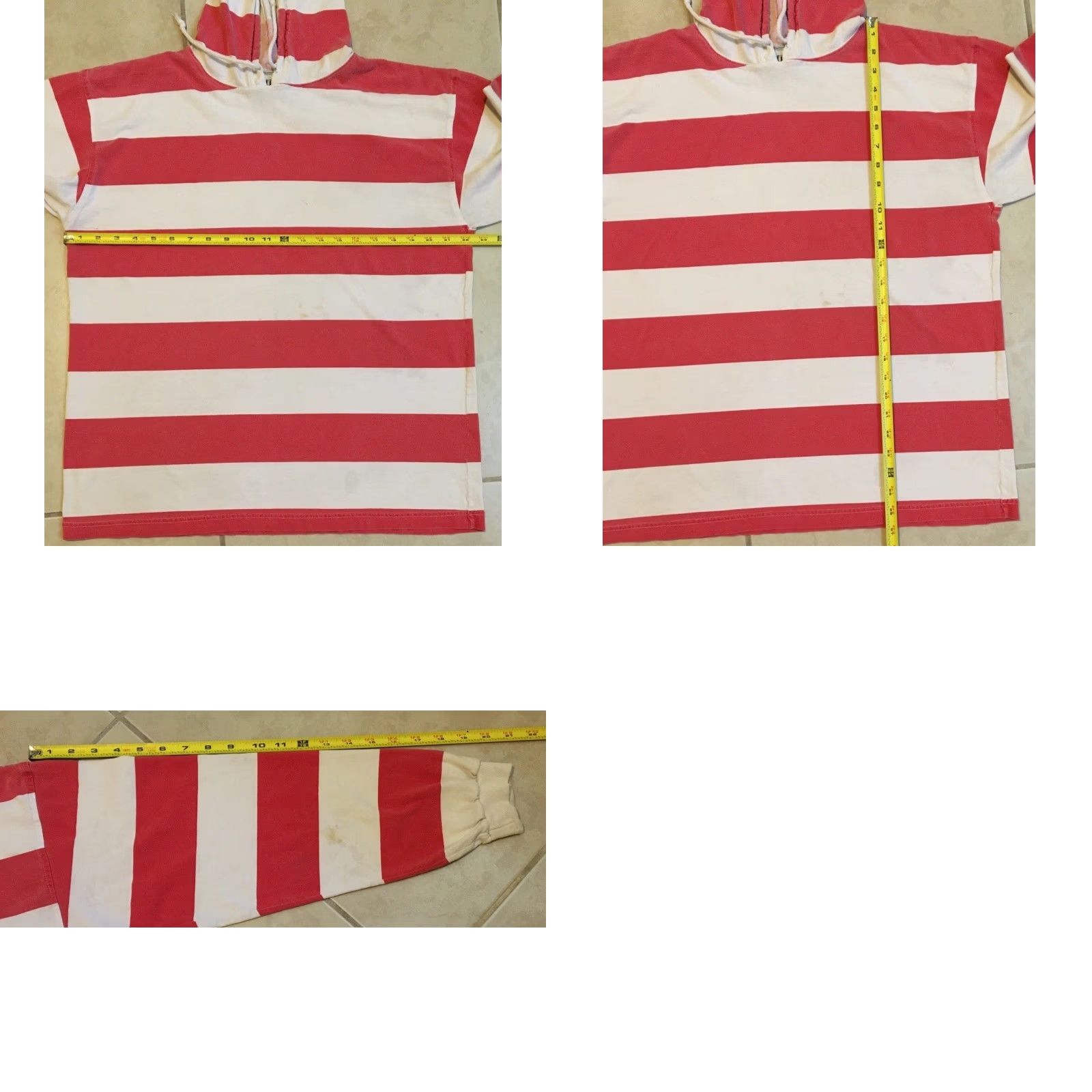 Vintage VINTAGE 90s Striped Faded Hoodie Shirt M Grunge Vaporwave Surf Skate Beach OP Red Shirt Hooded Mens Size US M / EU 48-50 / 2 - 10 Thumbnail