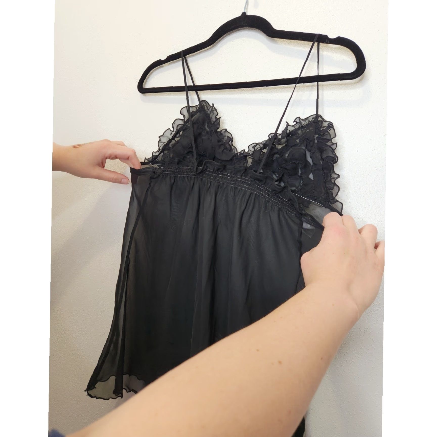 Vintage VINTAGE y2k Black Sheer Dress Goth Small Lingerie Slip Dress Short Women S Black Slip Dress 90s Vintage Size S / US 4 / IT 40 - 4 Thumbnail