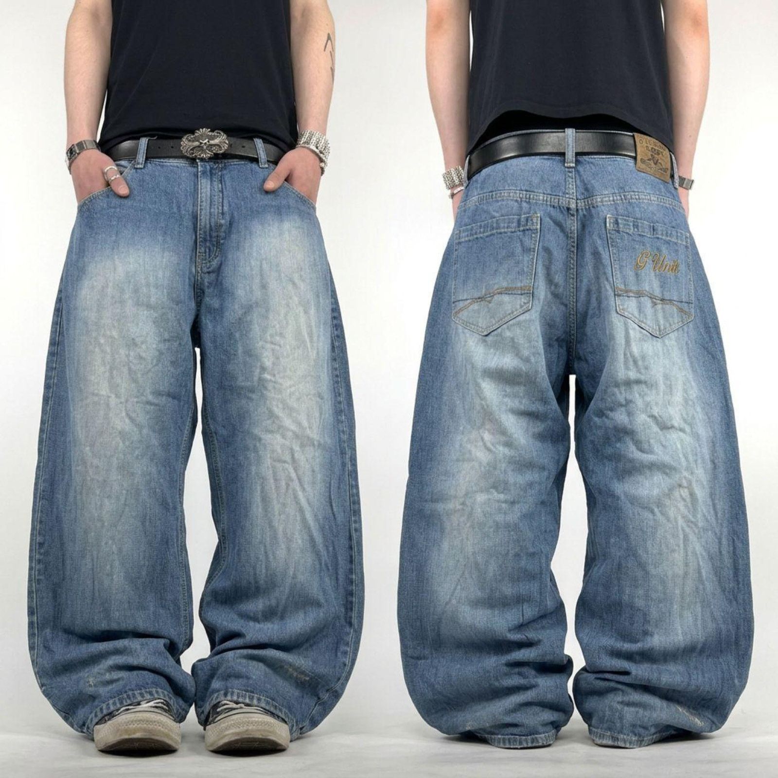Vintage y2k faded grunge wide leg skater baggy rare jeans