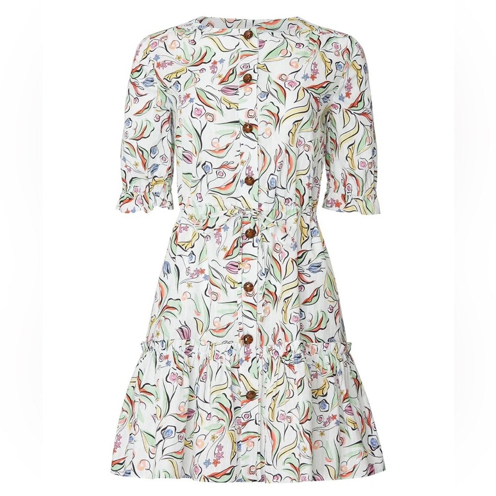 Other SALONI Billie C Textured Tie Waist Summer Dress Wildflower 4 Size S / US 4 / IT 40 - 2 Thumbnail