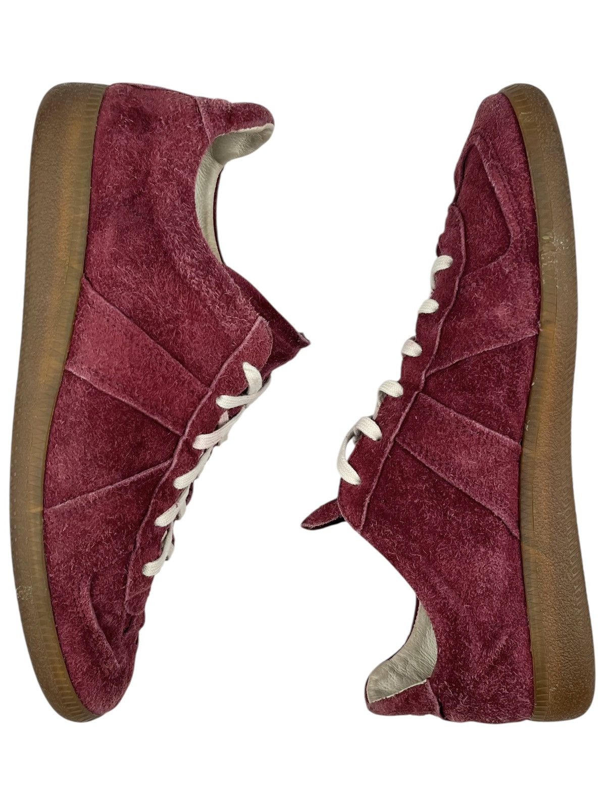 Maison Margiela Vintage Rough Suede Leather Replica Gats Shoes in Red, Men's (Size 8)