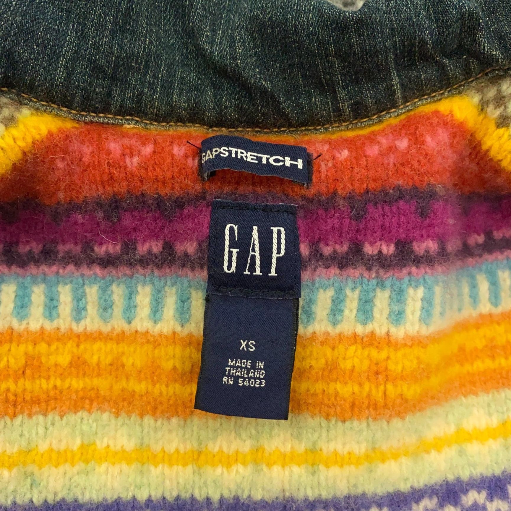 Gap Gap Denim Jacket Blue XS Womens Trucker Wool Knit Lining Fair Isle Stretch Size XS / US 0-2 / IT 36-38 - 6 Thumbnail