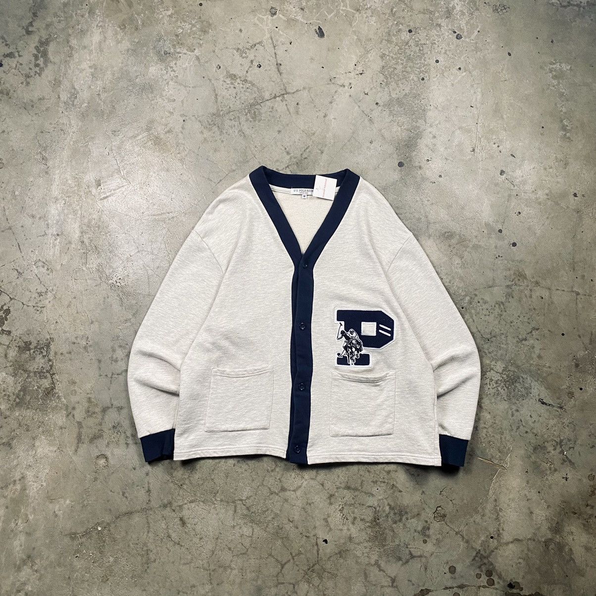U.S. Polo Assn. × Vintage US Polo Assasin Big Pony P Cardigan Jumper Sweatshirt Size US M / EU 48-50 / 2 - 1 Thumbnail