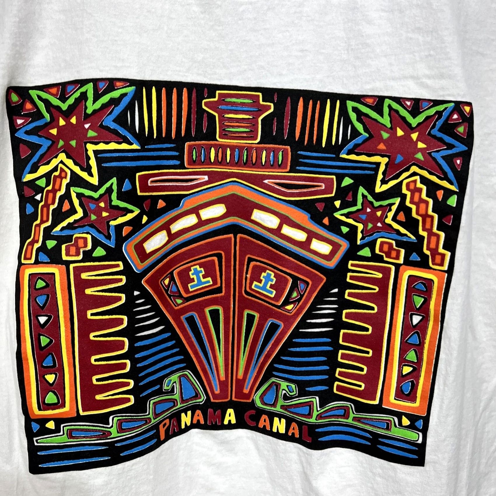 Vintage VINTAGE Double B Santa Fe Panama Canal T Shirt XL Men Logo Geometric 100% Cotton White Crew Neck Short Sleeve 1990s USA Size US XL / EU 56 / 4 - 6 Thumbnail