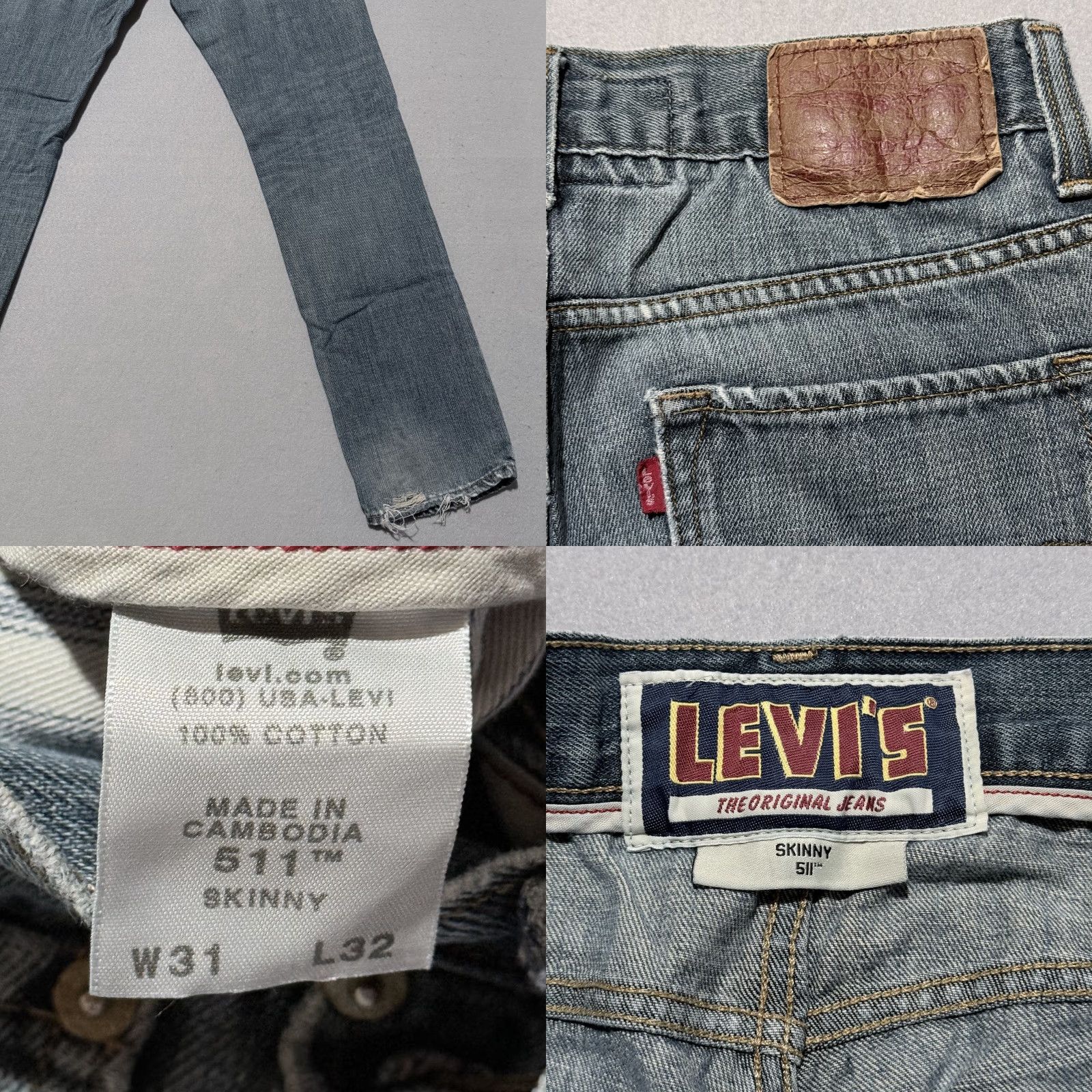 Levi's Levi's 511 Skinny Jeans Men's Blue Denim Pockets Classic Slim Fit - 31x32 Size US 31 - 8 Thumbnail