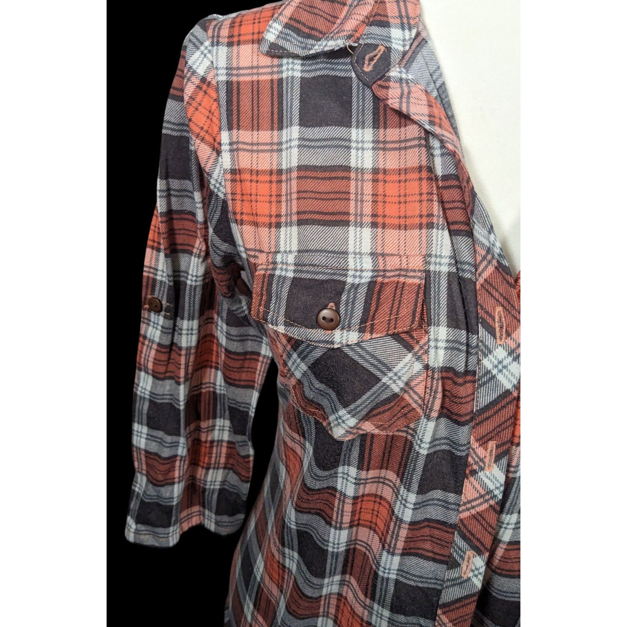 Other Eden & Olivia Grey And Orange Plaid Button Down Shirt Size S / US 4 / IT 40 - 2 Thumbnail