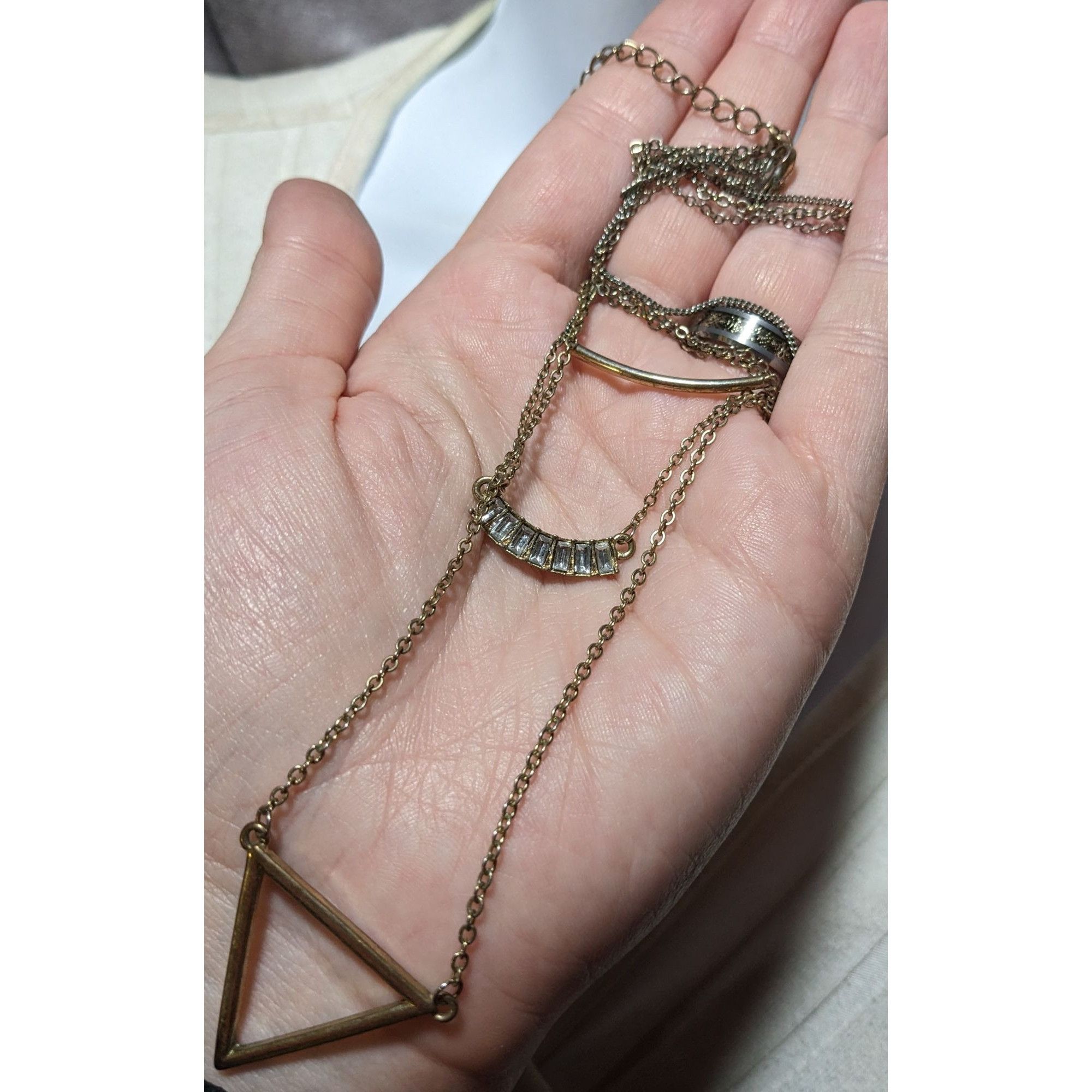 Other Y2K Multilayer Gold Geometric Gemmed Necklace Size ONE SIZE - 7 Thumbnail