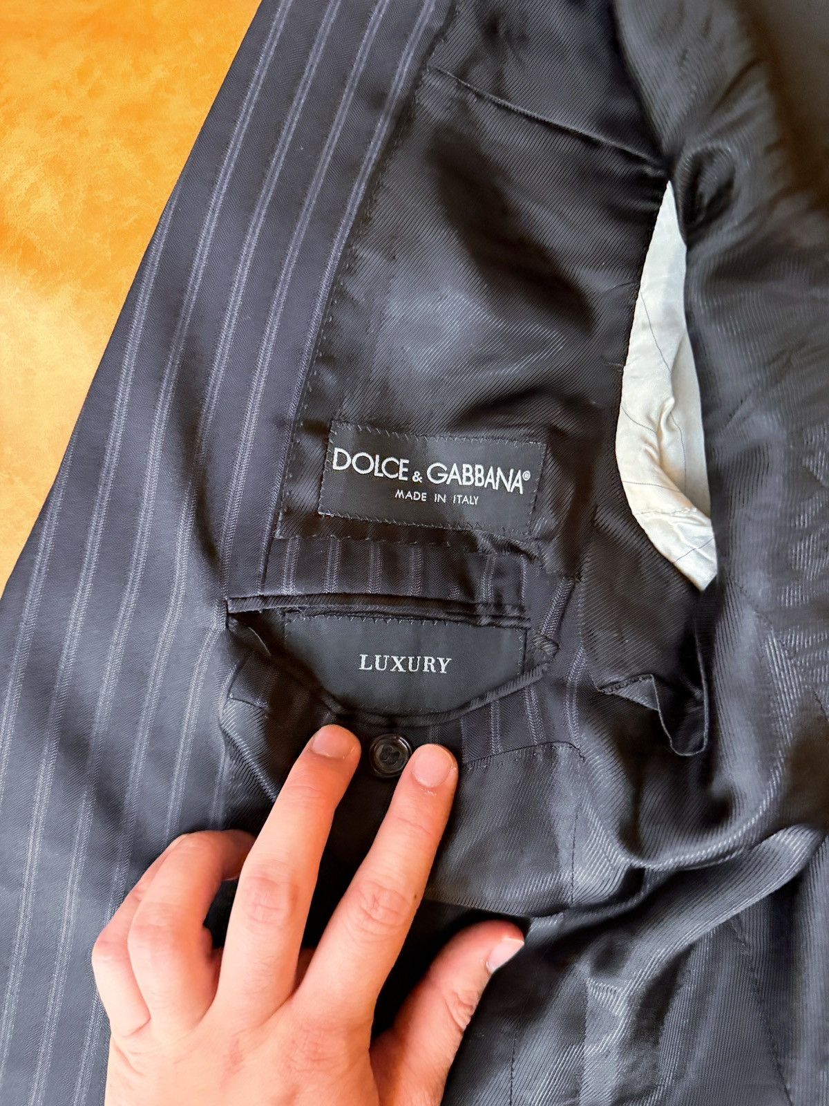 Dolce & Gabbana Dolce & Gabbana Pinstriped Charcoal Black Blazer Luxury Size 46R - 4 Thumbnail