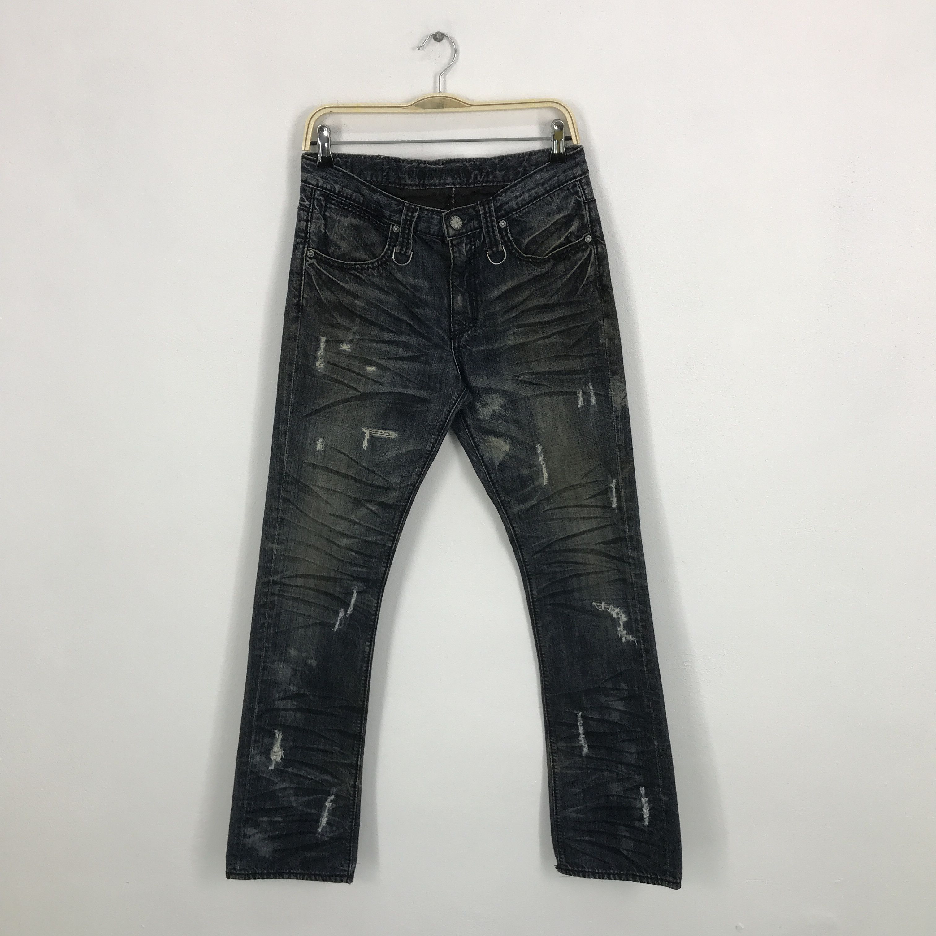 Japanese Brand Flared japanese brand bootcut distressed denim jeans Size US 31 - 1 Thumbnail