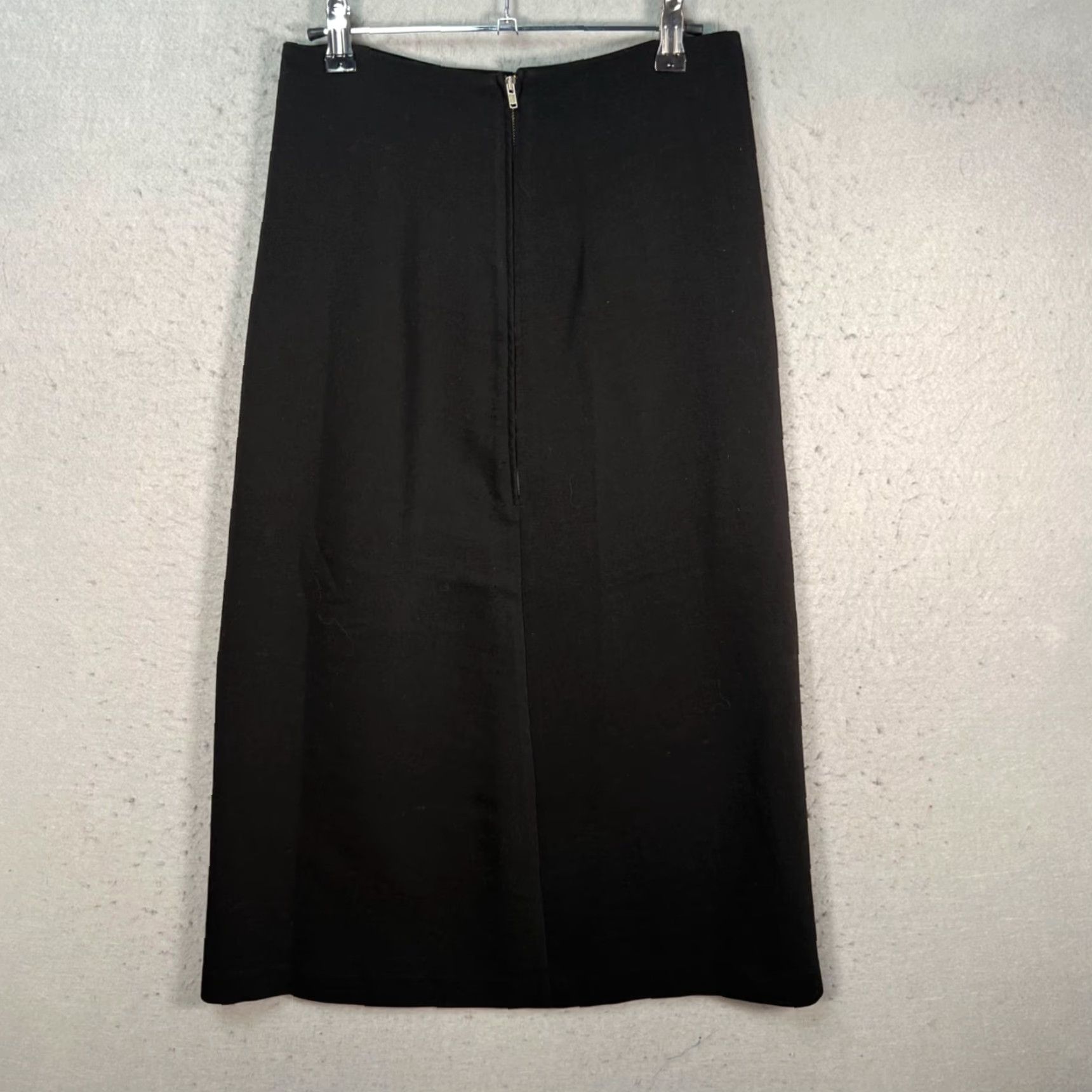 Apiece Apart Apiece Apart Black Midi Pencil Skirt Womens 4 Polyester/Wool Blend Back Zip Size 4 Casual Office? Size 27" / US 4 / IT 40 - 2 Thumbnail