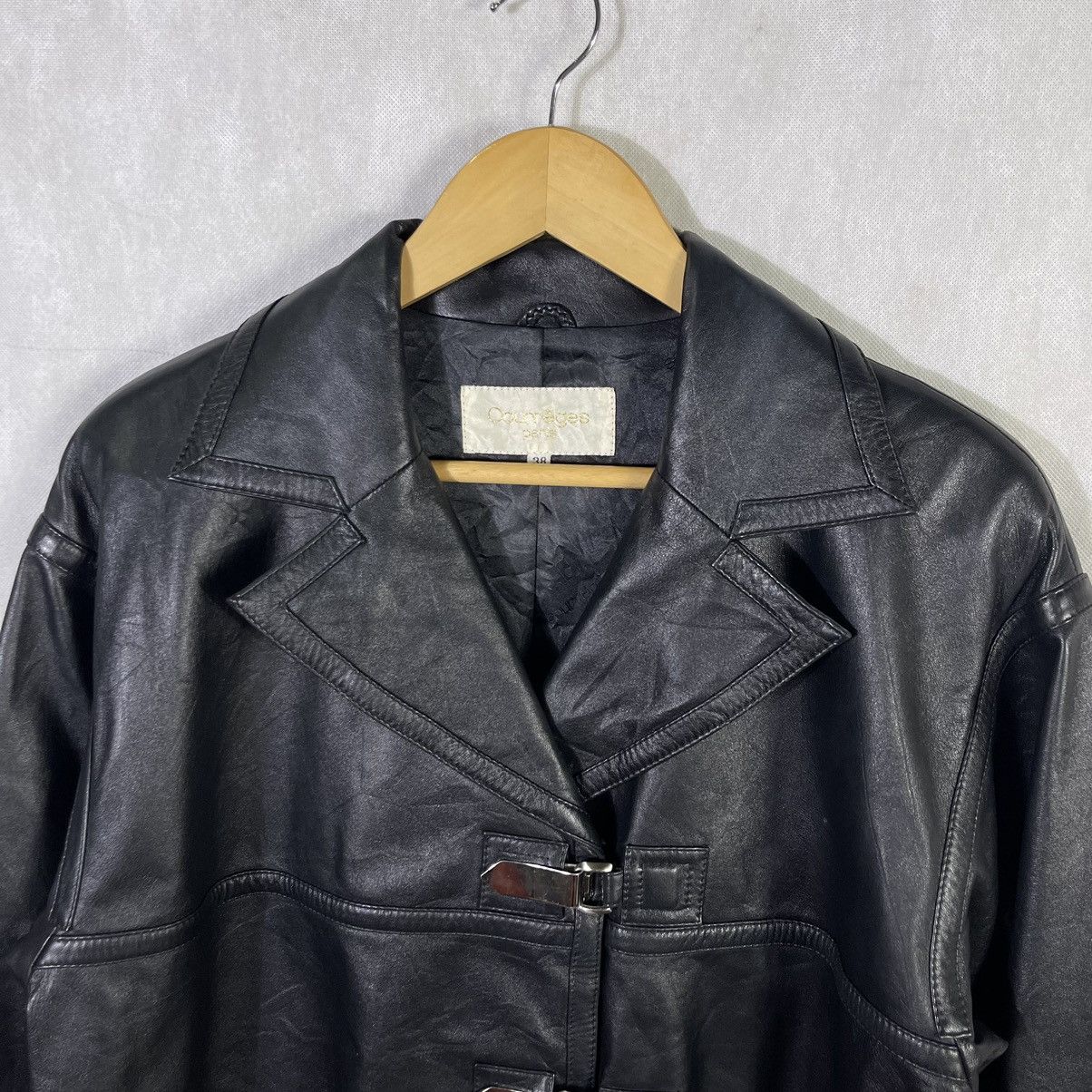 Courreges Vintage Courreges Paris Buckle Double Collar Leather Jacket Size XS / US 0-2 / IT 36-38 - 3 Thumbnail