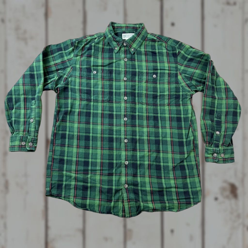 Vintage Duluth Trading Shirt Mens LT Green Plaid Flannel Button Up Tall Workwear Casual Size US L / EU 52-54 / 3 - 1 Thumbnail