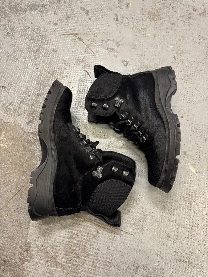 Designer × Prada × Vintage AW1999 Prada Linea Rossa Black Pony Hair Leather Boots Size US 6 / EU 39 - 4 Thumbnail