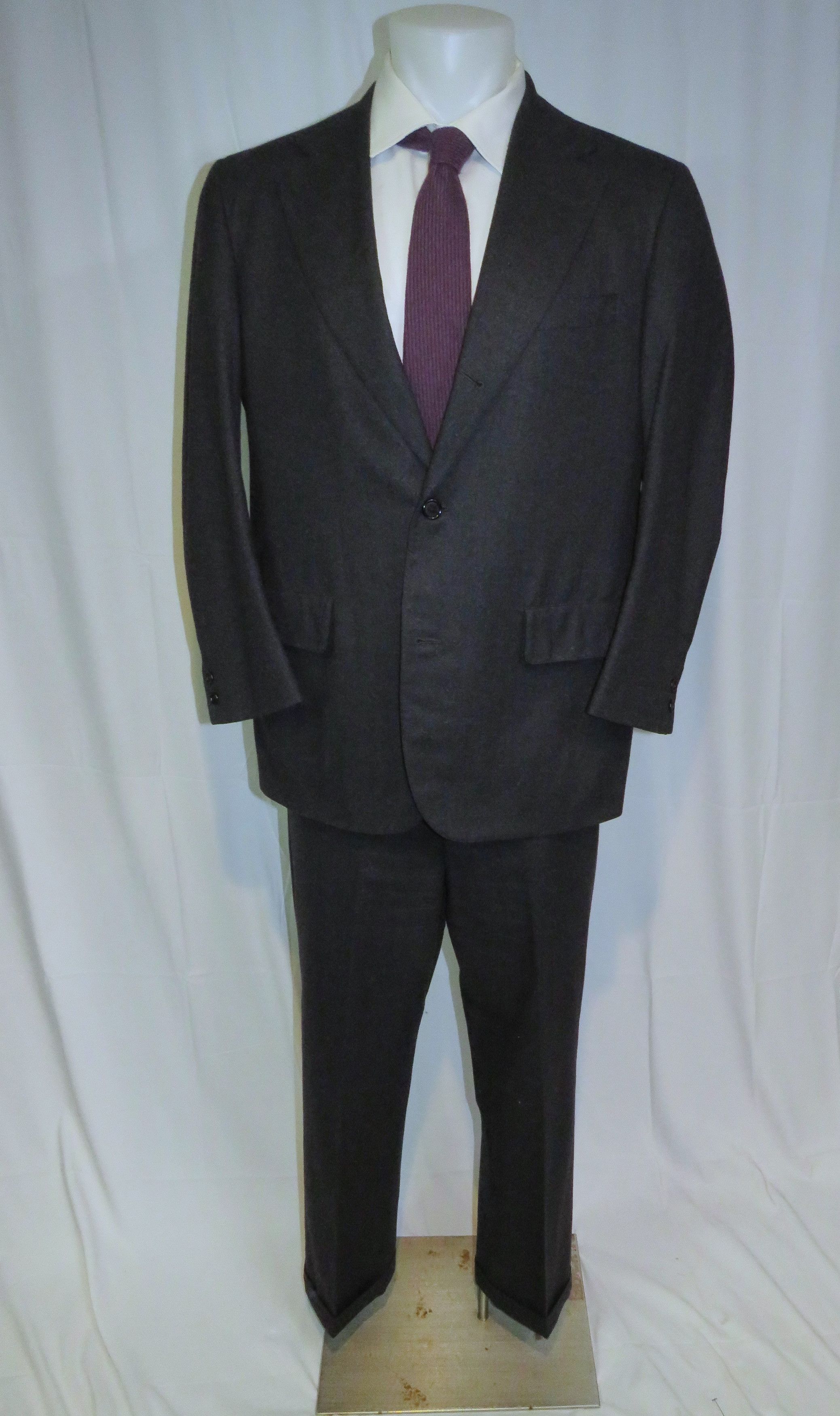 Brooks Brothers Golden Fleece Martin Greenfield Gray Flannel 3/2 Suit 42R Size 42R - 1 Thumbnail