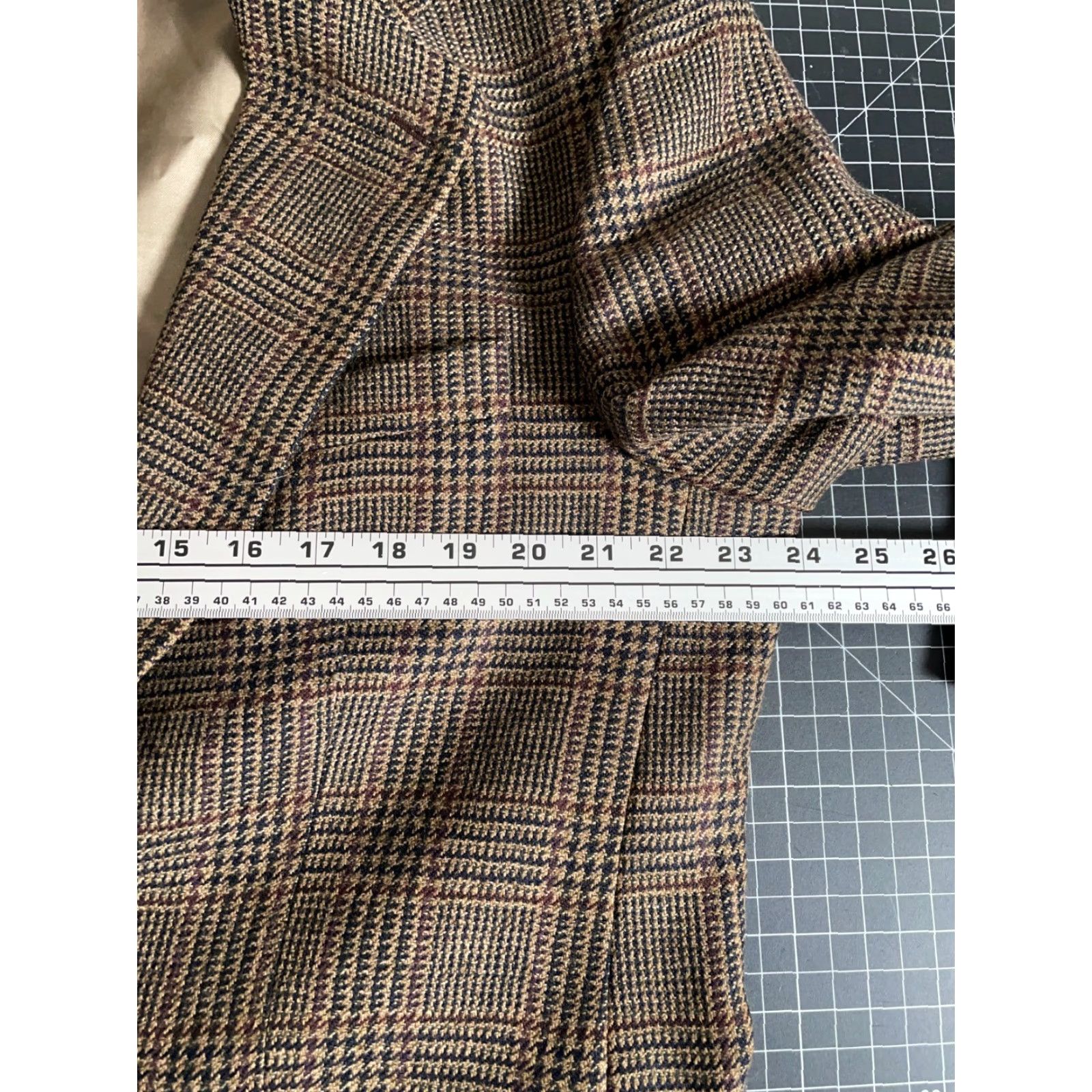 Ralph Lauren VINTAGE Chaps Ralph Lauren Blazer Jacket Single-Breasted Wool Brown Houndstooth 43 Regular Mens True? Size 46R - 5 Thumbnail