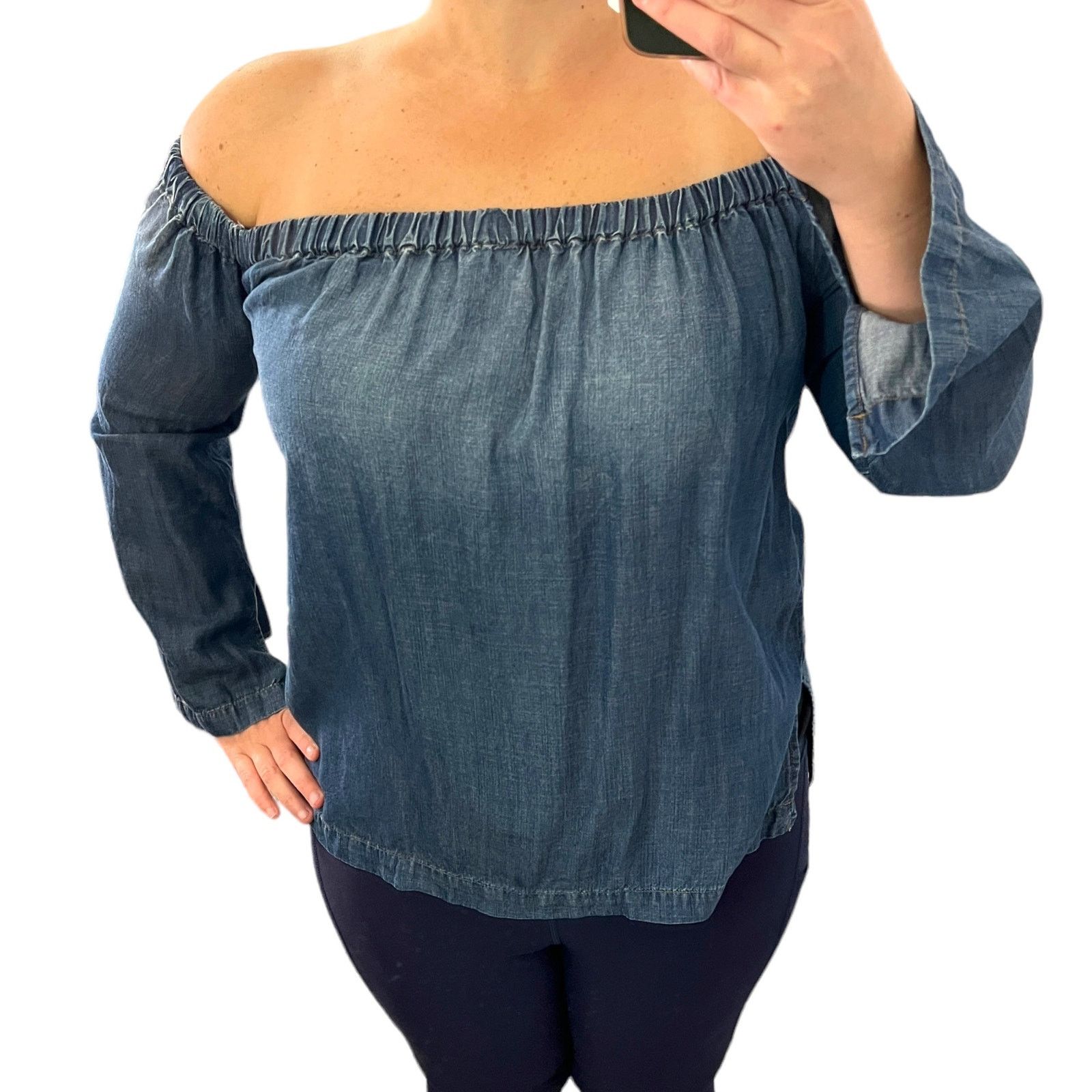 Other Cloth & Stone Off Shoulder Split Sleeve Side Chambray Top Size S / US 4 / IT 40 - 11 Thumbnail