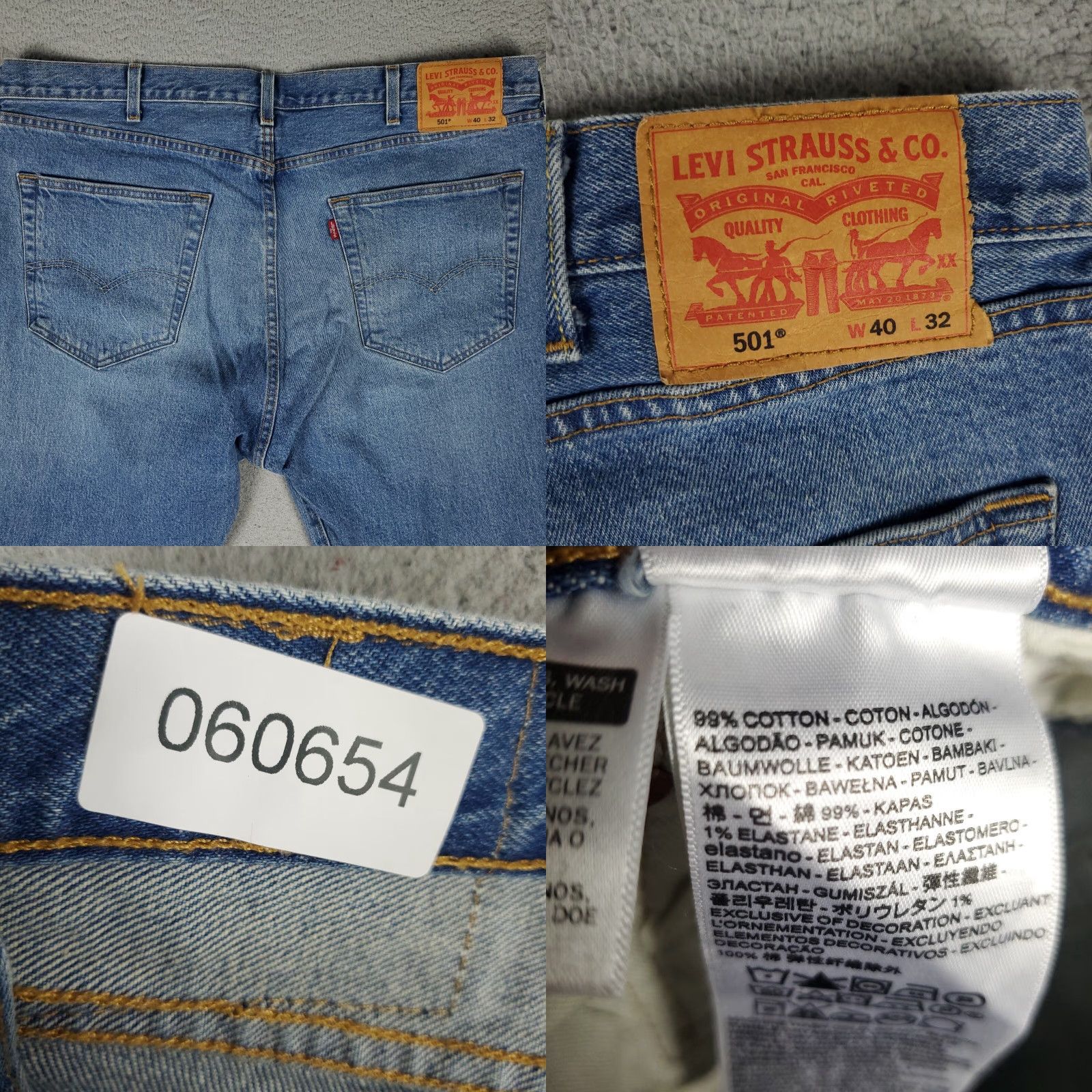 Levi's Levi's 501 Jeans Mens Regular Size 40x32 Blue Straight Leg Denim Pants Size US 40 / EU 56 - 8 Thumbnail