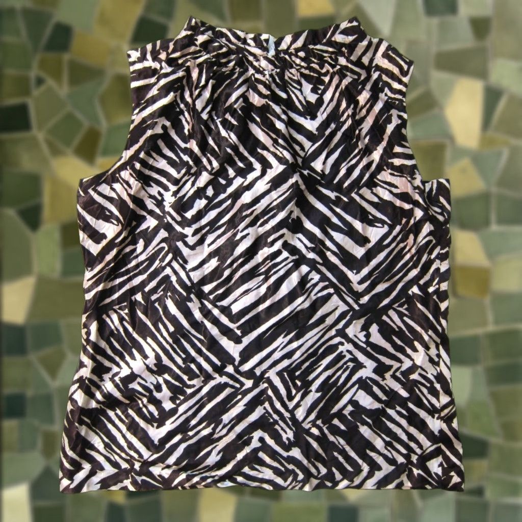Vintage VINTAGE Riviera Robes Blouse Women L Brown Zebra High Neck Sleeveless 40" waist 21" pit to pit Mens? Size L / US 10 / IT 46 - 1 Thumbnail