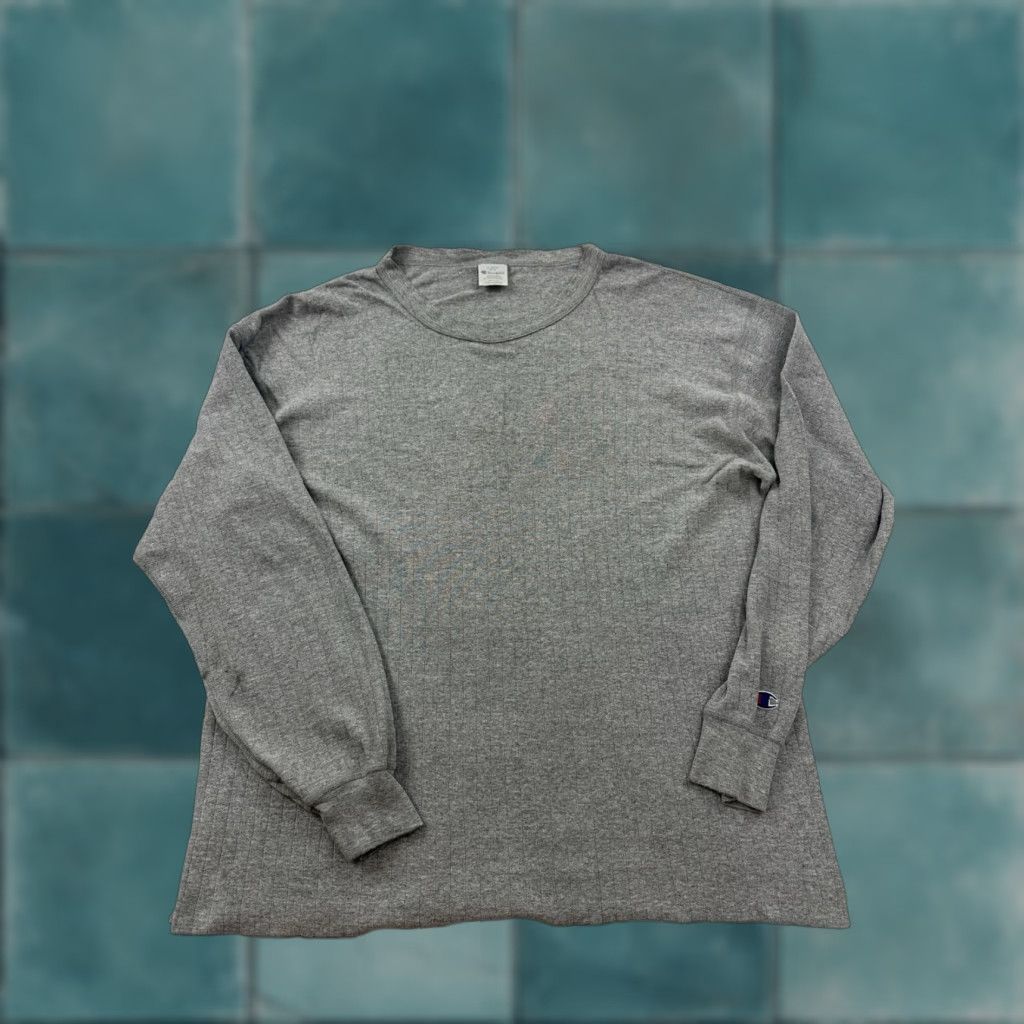 Champion VINTAGE Champion Shirt Mens XL Gray Long Sleeve Crew Neck USA Made Size US XL / EU 56 / 4 - 1 Thumbnail