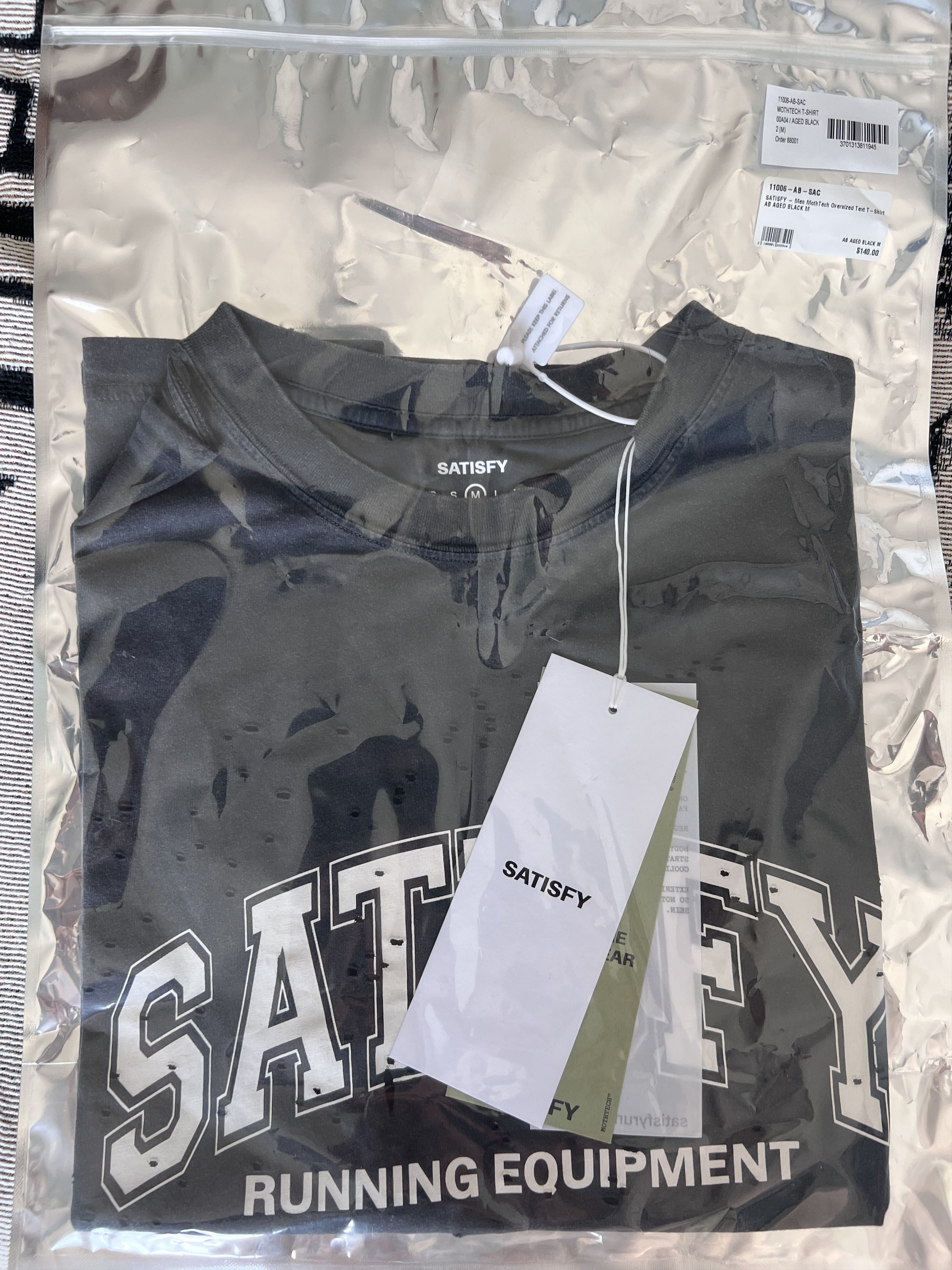 Satisfy Satisfy Running Oversized Text Logo Mothtech Tee in Black Size US M / EU 48-50 / 2 - 8 Thumbnail