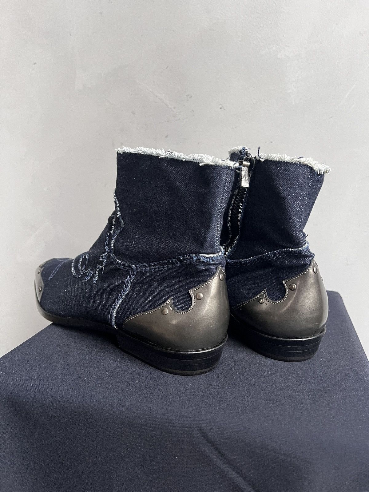 Western Rise Italy western style denim moto boots fashion style Size US 9 / EU 42 - 8 Thumbnail