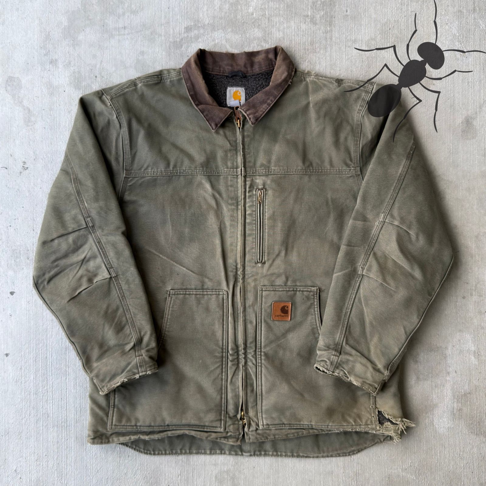 Carhartt × Vintage Carhartt C61 ARG green chore Sherpa work wear jacket Size US L / EU 52-54 / 3 - 1 Thumbnail