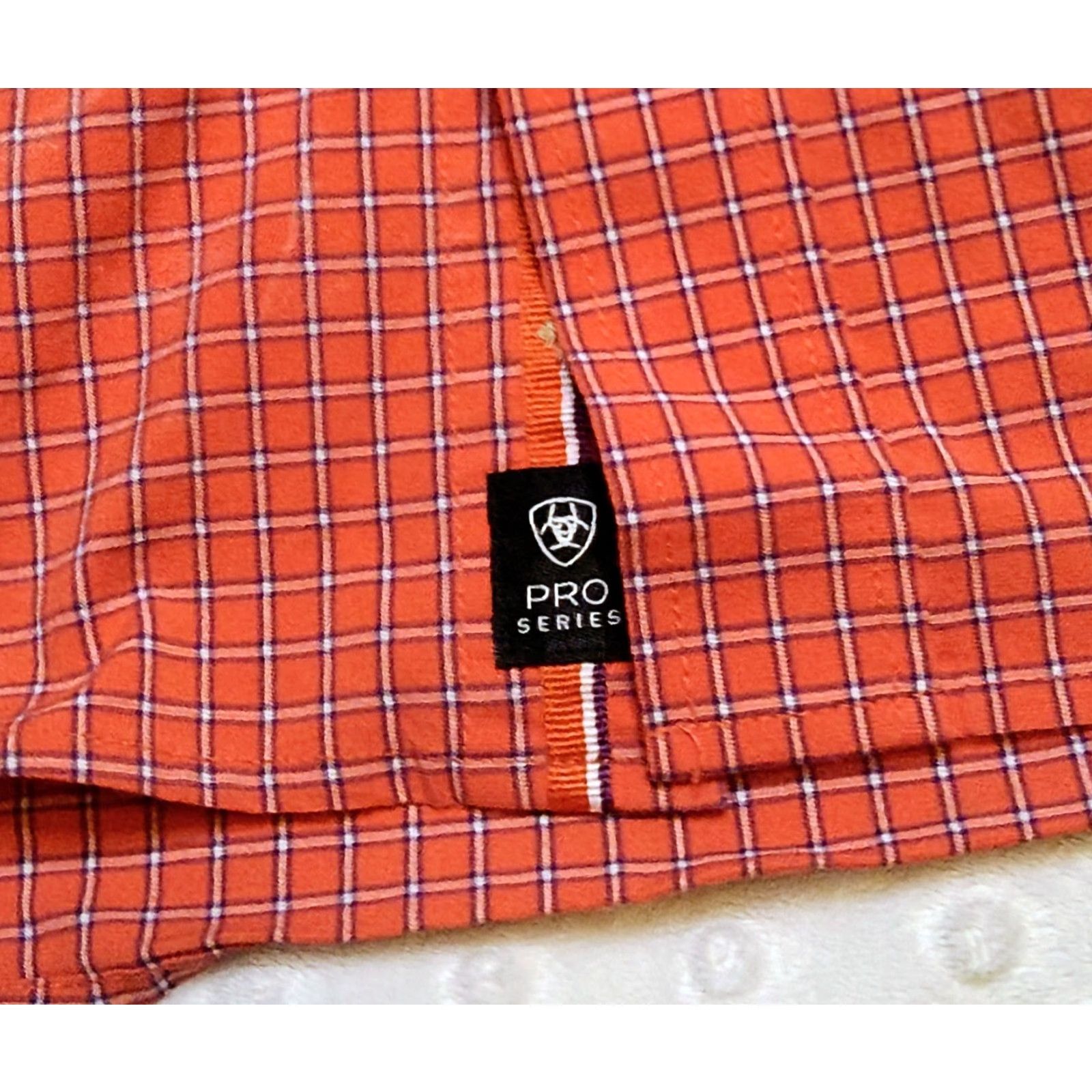 Ariat Ariat Pro Series Shirt Mens Medium Red Orange Check Button-Down Western Rodeo Size US M / EU 48-50 / 2 - 6 Thumbnail