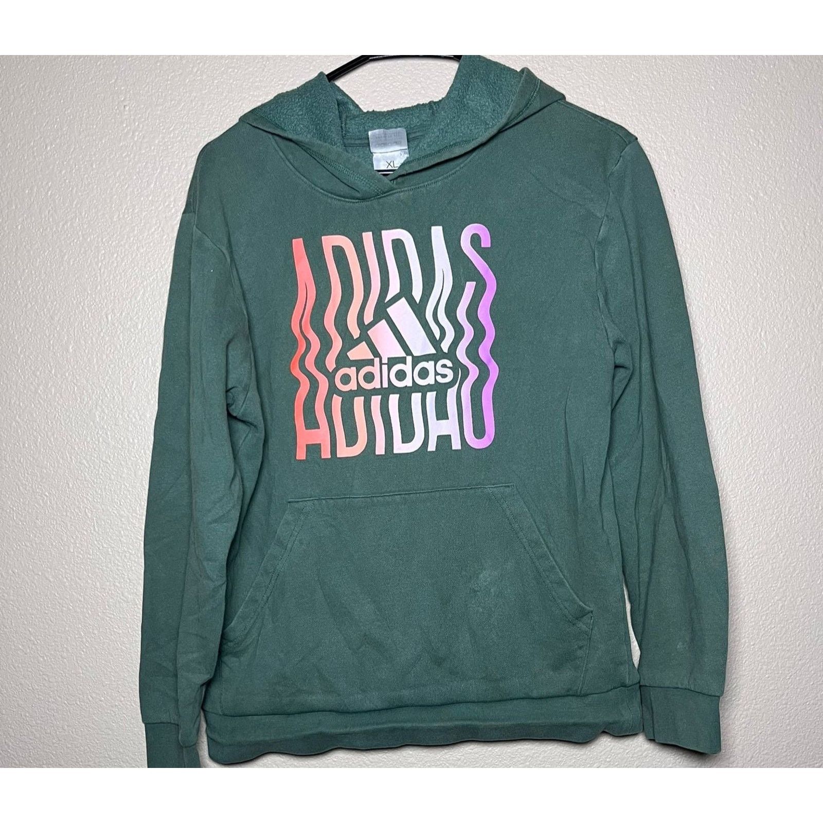 Adidas 👟 Adidas Gradient Wavy Logo Hoodie – With Size XL Size US XL / EU 56 / 4 - 1 Thumbnail