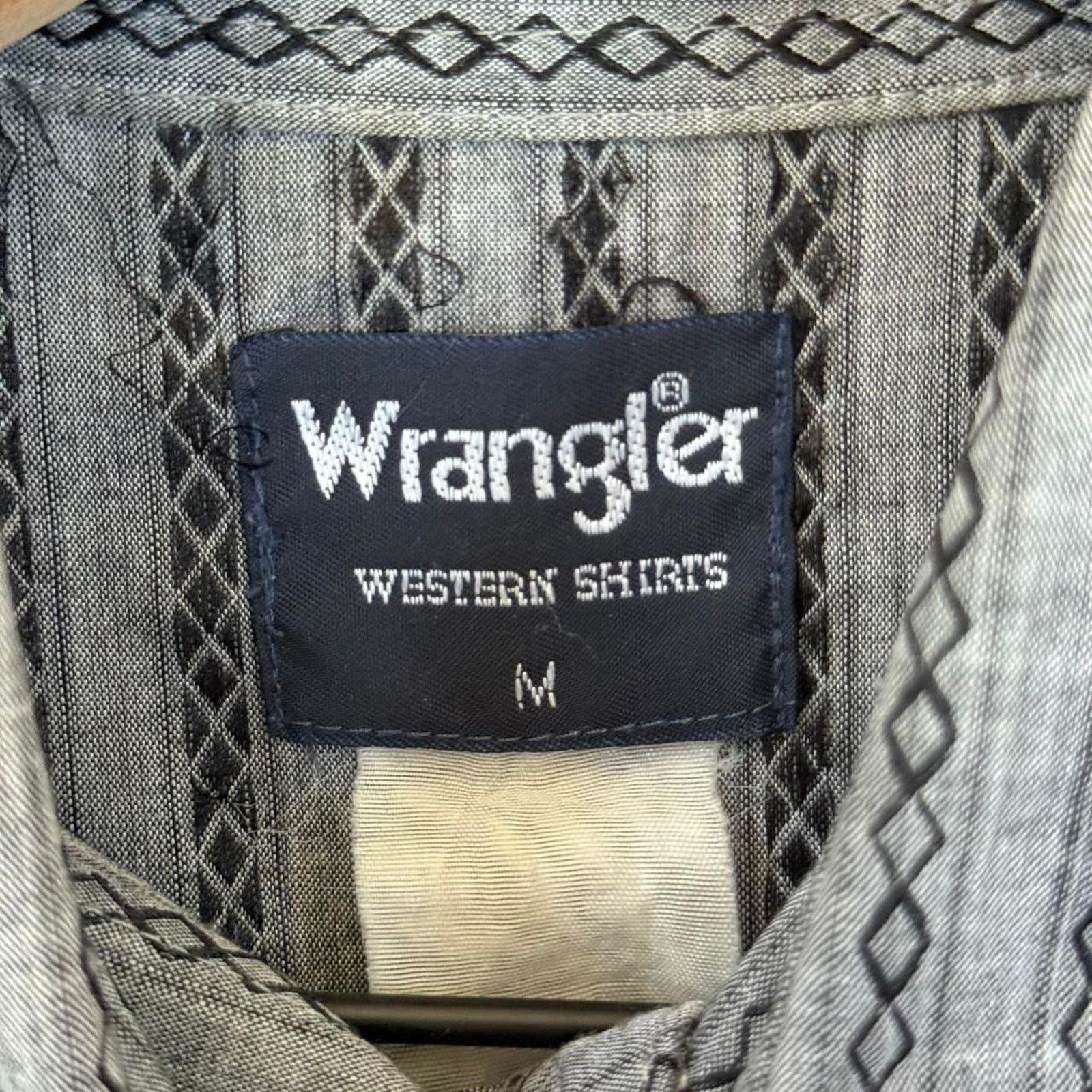 Wrangler Vintage 90s Wrangler Western Pearl Snap Shirt Grey Size US M / EU 48-50 / 2 - 6 Thumbnail