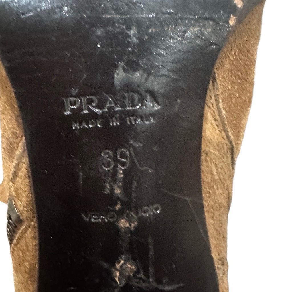 Prada PRADA Boots Shoes Leather Suede British Tan Brown Zip Up Mid Size US 9 / IT 39 - 7 Thumbnail