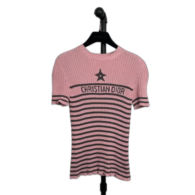 Dior Dior Pink Striped Short Sleeve Top-yf Size US M / EU 48-50 / 2 - 1 Thumbnail