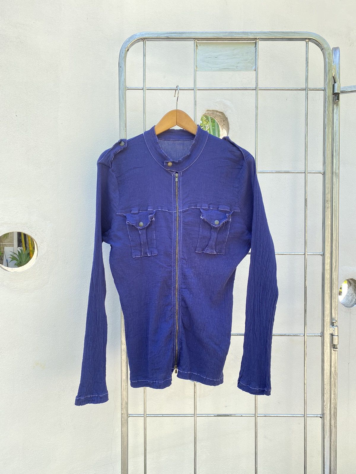 image of Tsumori Chisato By Issey Miyake Pleated Jacket in Blue, Men's (Size Small)