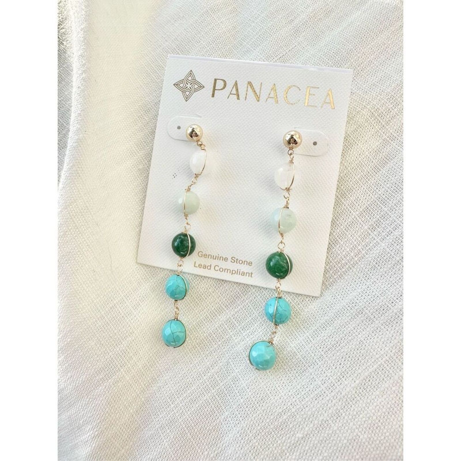Nordstrom Panacea Multicolor Blue and Green Beaded Dangle Earrings Size ONE SIZE - 2 Thumbnail