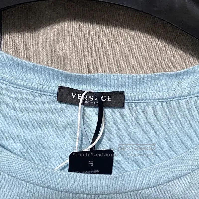 Versace Versace Light Blue Cotton T-Shirt for Men . Size US M / EU 48-50 / 2 - 3 Thumbnail