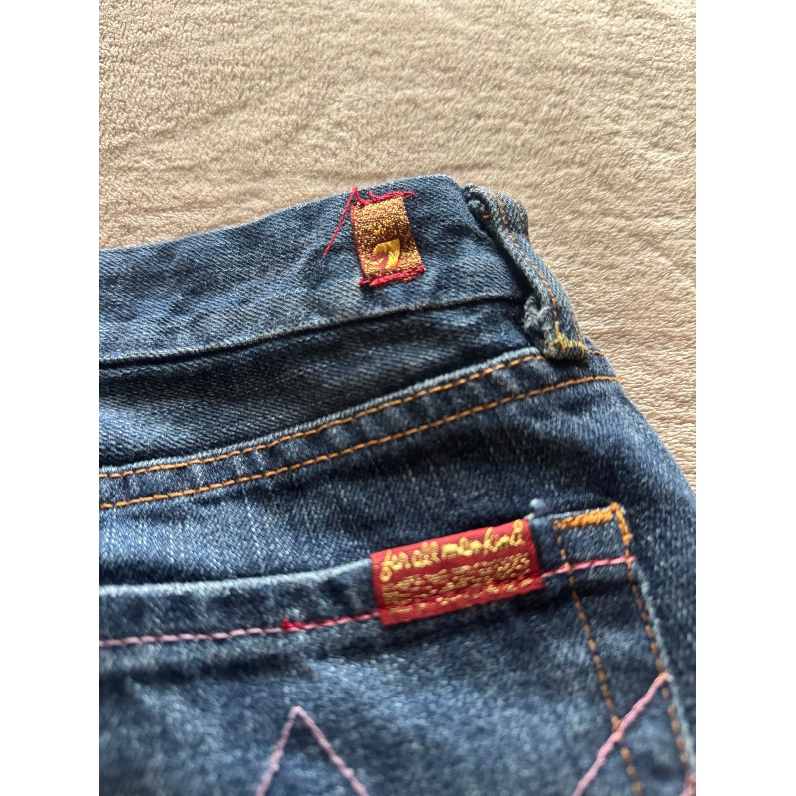 7 For All Mankind 7 For All Mankind Indigo Bootcut Jeans Pink Sequin Pocket Size 27" / US 4 / IT 40 - 5 Thumbnail