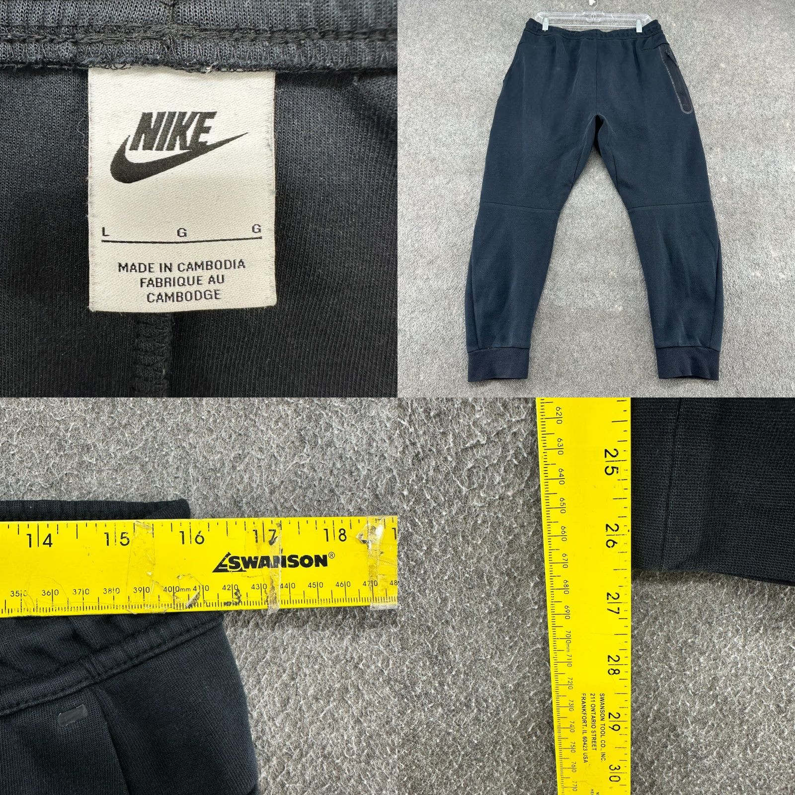 Nike Nike Pants Mens L Black Jogger Sweat Fleece Swoosh Solid Drawstring Stretch Regular Width Inseam 26 Sport Gym Running CrossFit Nike Fleece Size US 33 - 8 Thumbnail