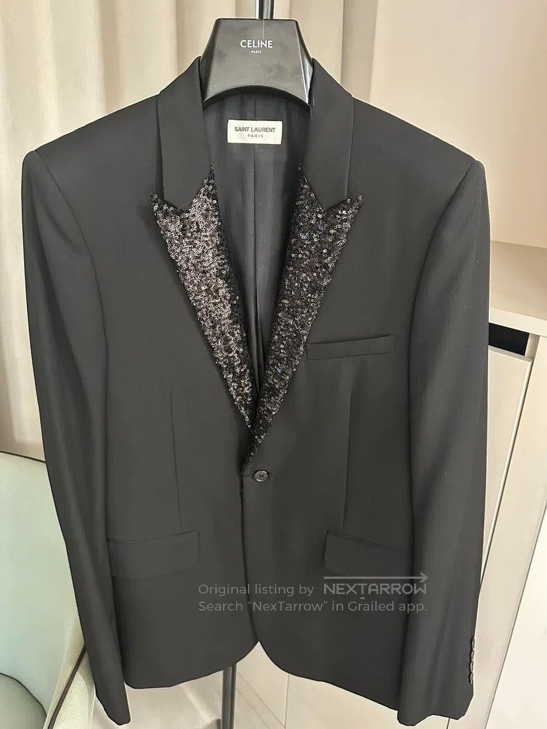 Saint Laurent Paris Saint Laurent Paris Black flake smoking suit Size US L / EU 52-54 / 3 - 1 Thumbnail