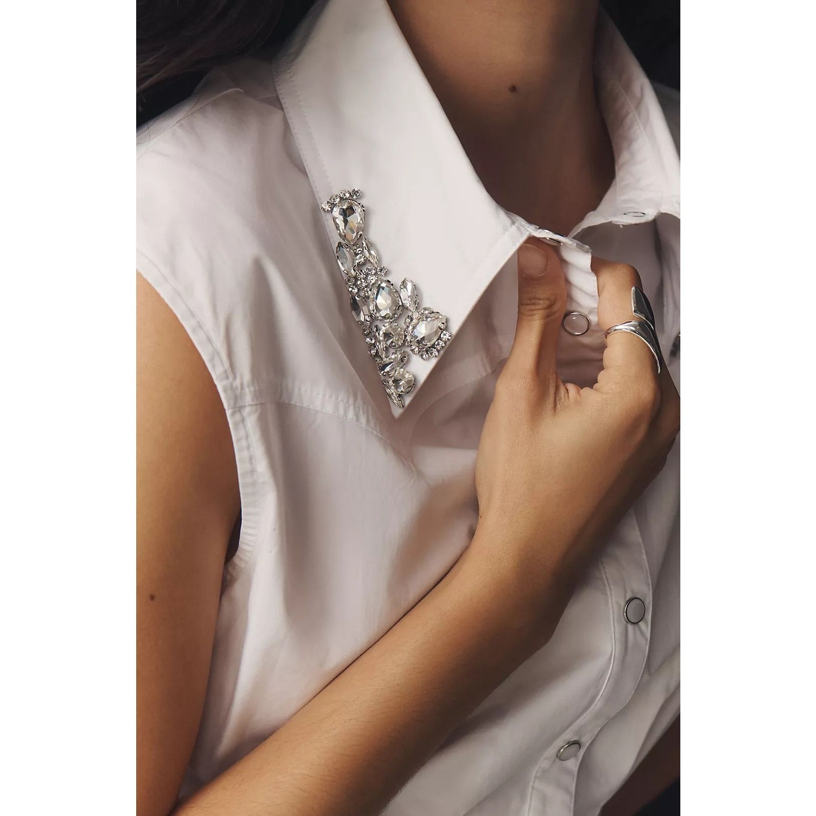 Anthropologie New Siempre Embellished Collar Pleated Mini Shirt Dress XL Size XL / US 12-14 / IT 48-50 - 2 Thumbnail