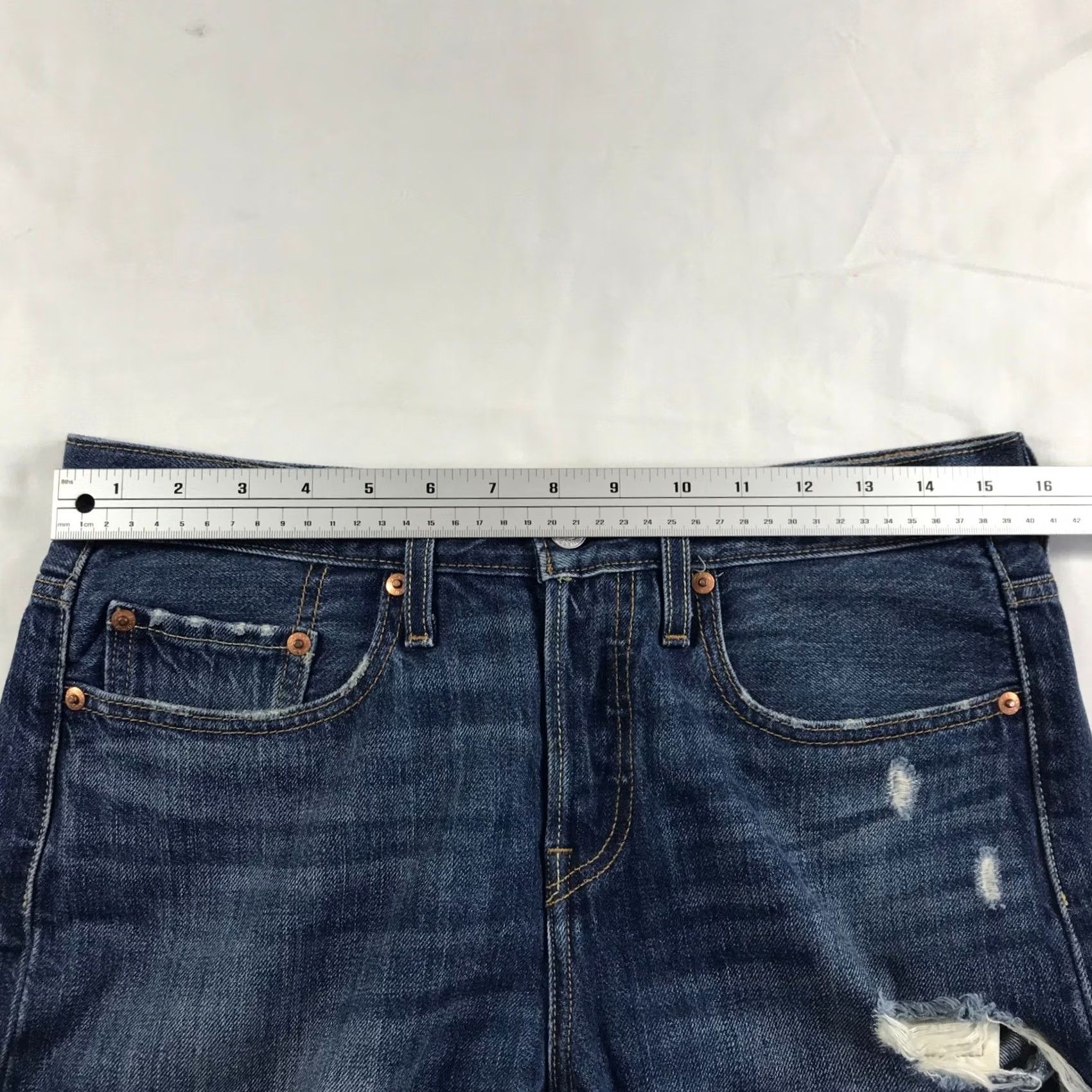 Levi's Womens Levi's 501 Taper Jeans Blue Distressed Denim W27 L28 36197-0017 Size 27" / US 4 / IT 40 - 2 Thumbnail