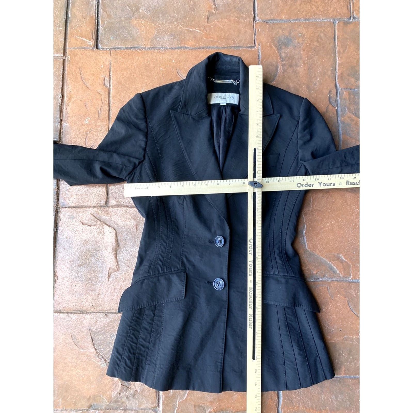 Karen Millen Karen Millen Blazer Jacket Women's 4 Black Two Button Wool Long Sleeve Business Medium Regular Classic Designer Blazer Size S / US 4 / IT 40 - 6 Thumbnail