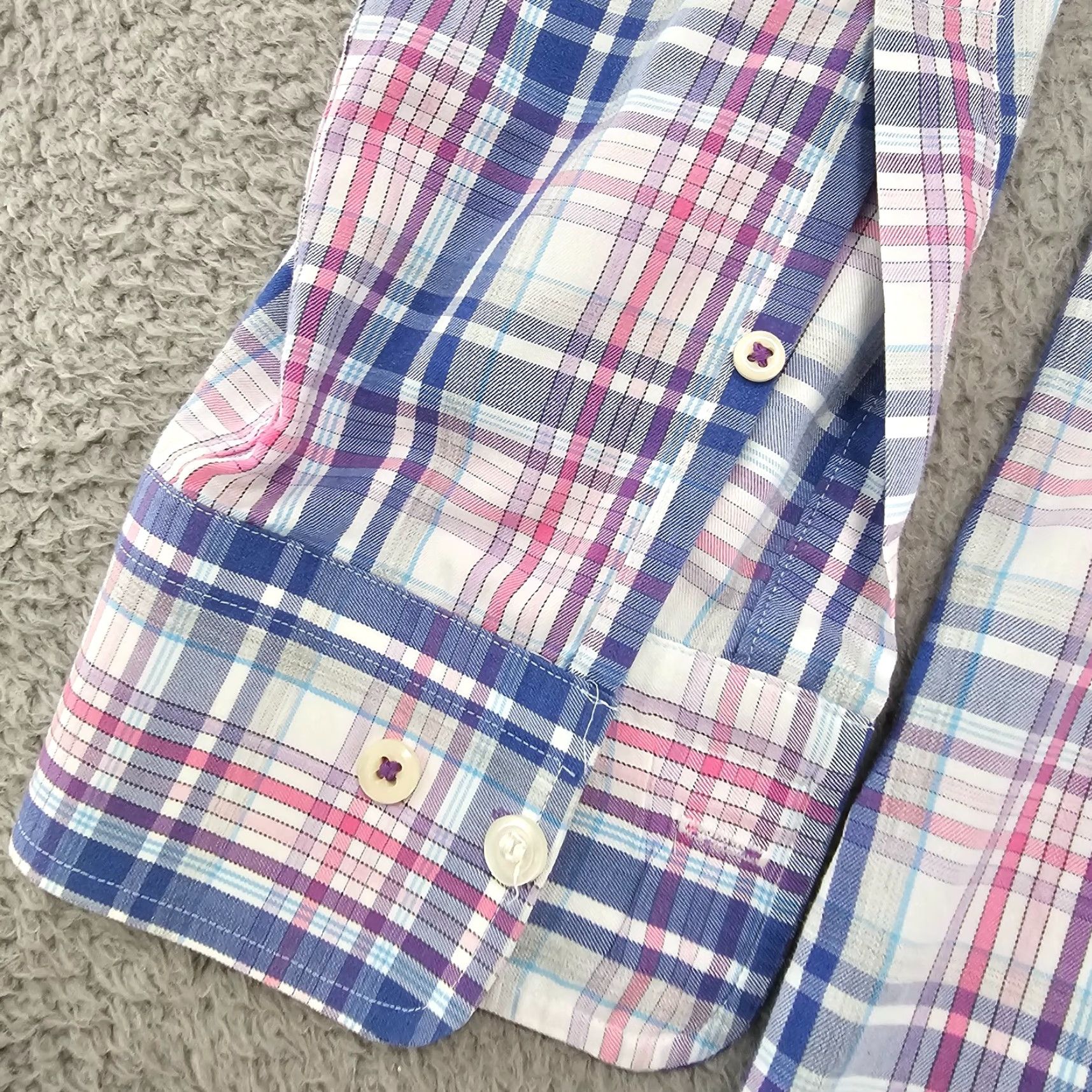 Peter Millar VINTAGE Peter Millar Shirt Mens Large Pink Blue Check Casual Cotton Woven Long Sleeve Size US L / EU 52-54 / 3 - 5 Thumbnail