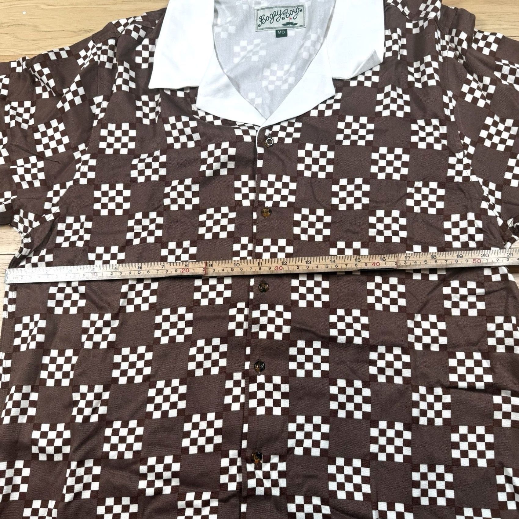 Vintage Bogey Boys Golf Button Shirt Mens M Short Sleeve Dri Fit Brown Polo Check NWOT Size US M / EU 48-50 / 2 - 4 Thumbnail
