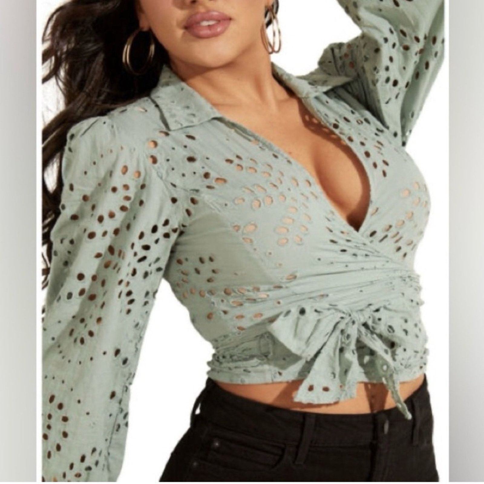 Other New Elegant Sage Green Wrap Top size XS Size XS / US 0-2 / IT 36-38 - 2 Thumbnail