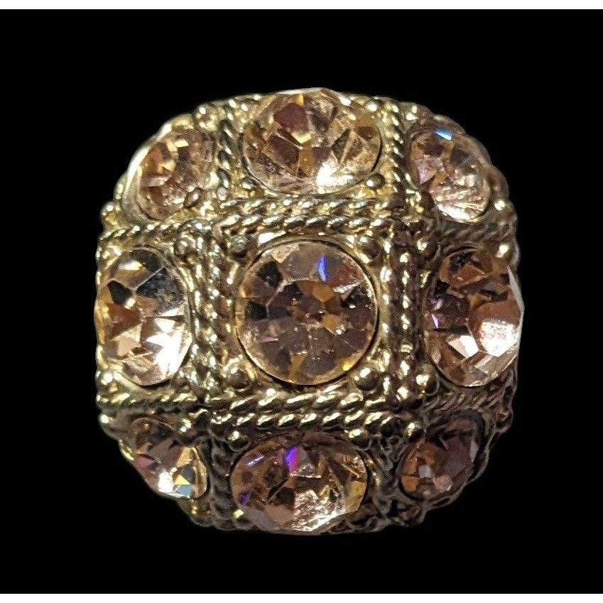 Other Champagne Gemmed Glam Gold Tone Statement Ring Size 7 Size ONE SIZE - 1 Thumbnail