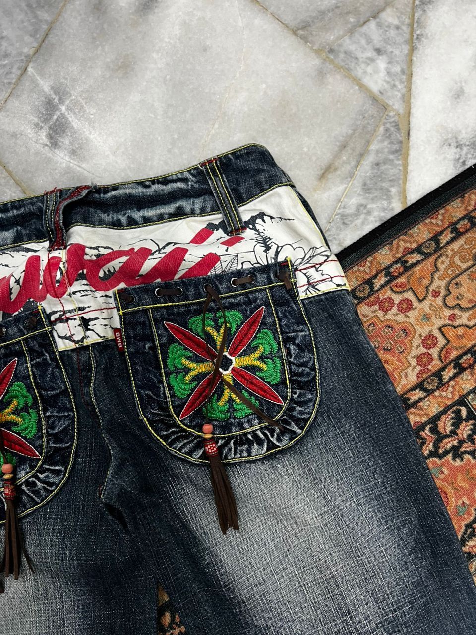 Japanese Brand Blue Moon Blue Hawaii Motif Denim Jeans Size US 29 - 8 Thumbnail