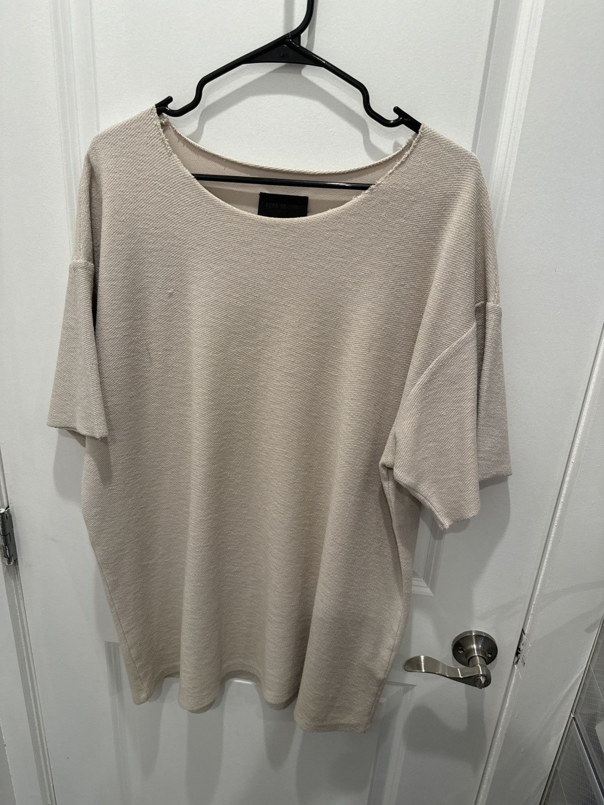 image of Fear Of God 7Th Collection Oversized Cement Textured Shirt in Beige, Men's (Size Large)