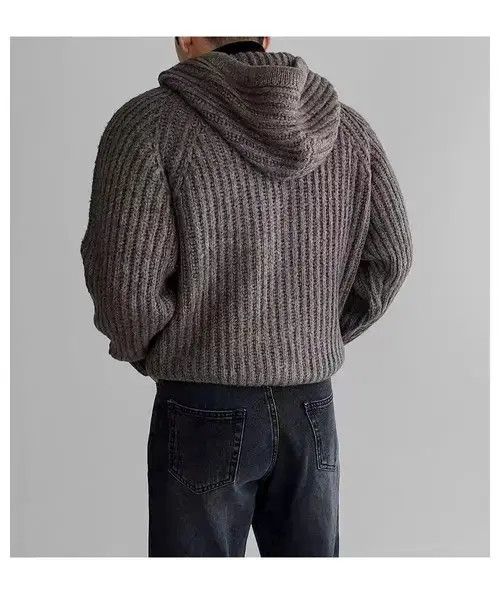 Other Vintage Knit Thick Sweater Brown L Hooded Jacket Coat Size US L / EU 52-54 / 3 - 5 Thumbnail